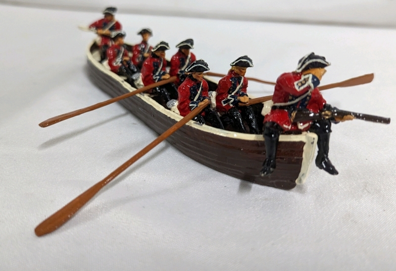 13 Piece Painted Lead Figure Rowboat Set.