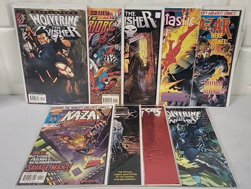 9 Marvel Comic Books - The Punisher , Fantastic 4 & More