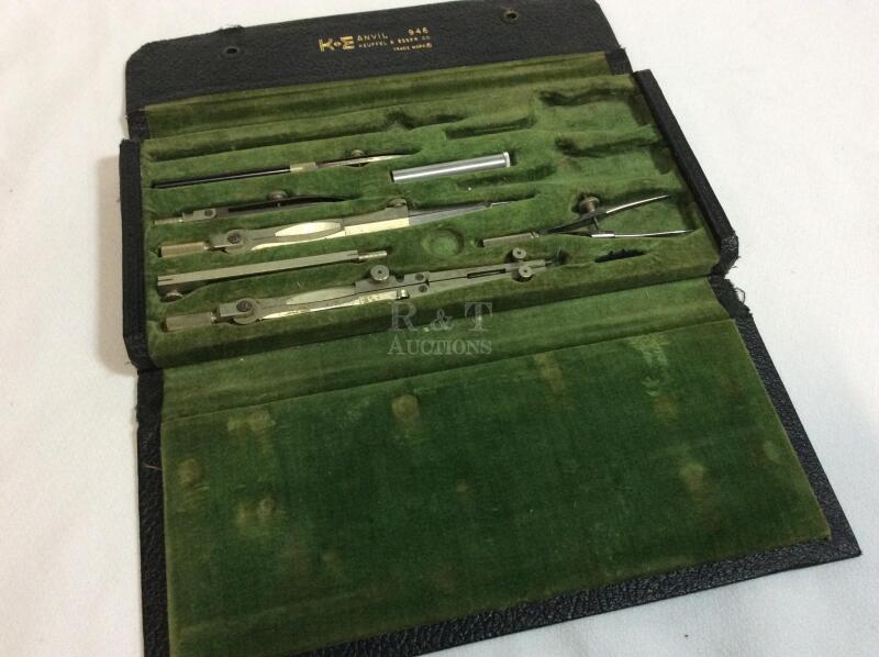 Vintage Drafting Set in Leather Case