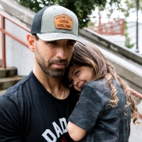 New DAD BOD Support Your Local Girl Dad Leather Patch Hat (Military Green/Black Mesh) One Size Fits Most.
