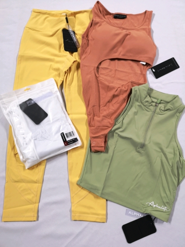 4 New ALPHALETE Women's Large Leggings & Bodysuit & Tank Top