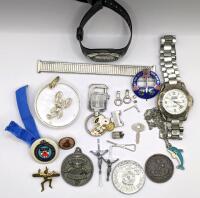 Mostly Vintage Men's Junk Drawer Lot including Vintage Brownies pin, 1904-1925 Calendar Token & More!