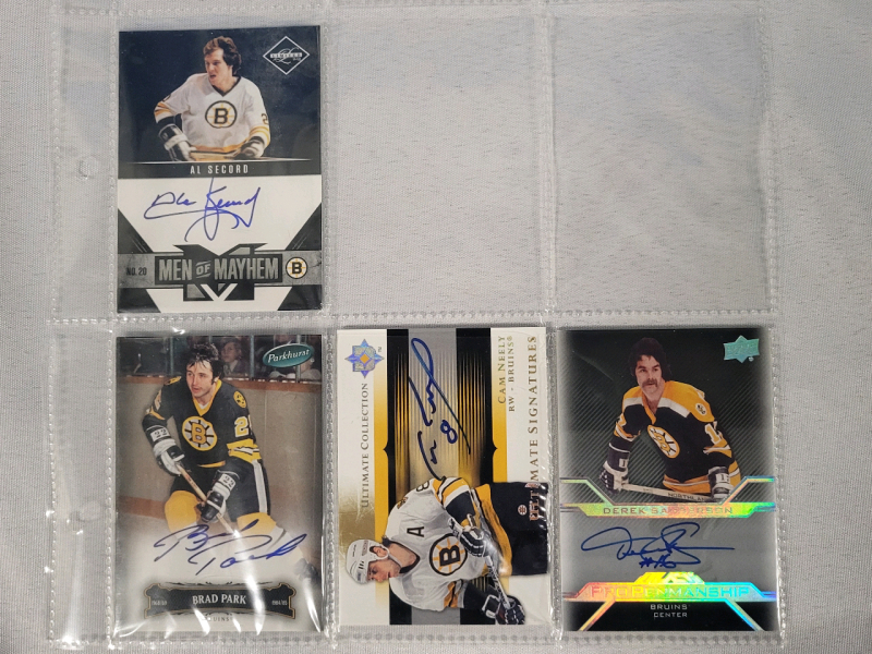 4 Boston Bruins NHL Cards with Signatures