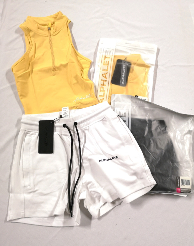4 New ALPHALETE Women's XSmall Shorts & Zip Tank Tops