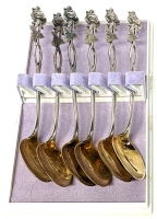 Vintage Sterling 1948 6 PC AURON KULTASEPPA Demitasse Spoon Set Finland with Box