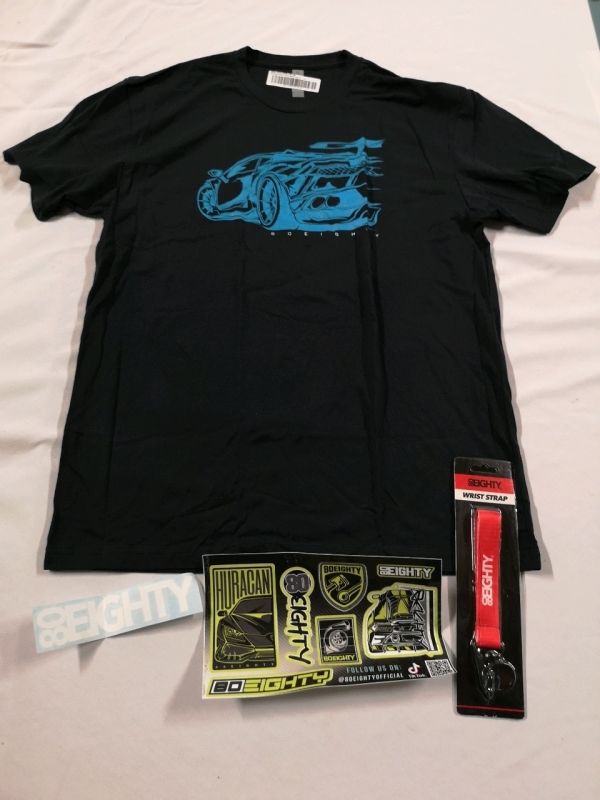 New 80Eighty sz Large T-shirt + Stickers