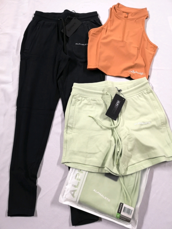4 New ALPHALETE Women's Medium Shorts & Zip Tank Top & Jogger