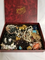 Chocolate box full of vintage to new jewelry