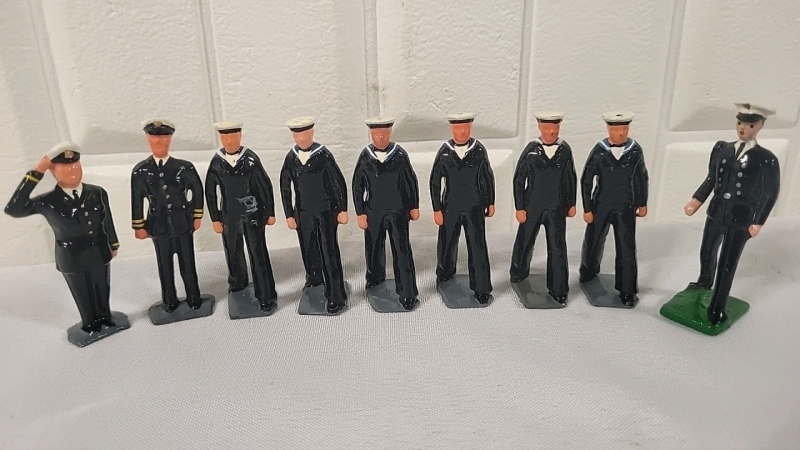 9 Vintage Lead Figures - British Navy Sailors