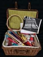 Picnic Basket Full of Vintage Sewing & Knitting Accessories