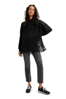 New DESIGUAL Oversize Fringe Hoodie (Size Small)