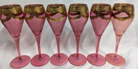 6 Vintage Gold Rimmed Cristal Mode Stemware.