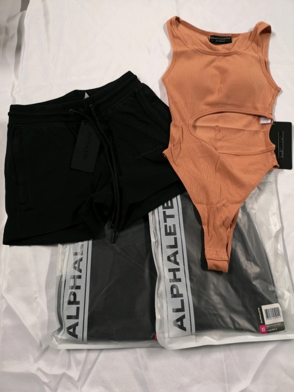 4 New ALPHALETE Women's XSmall Bodysuit & Shorts