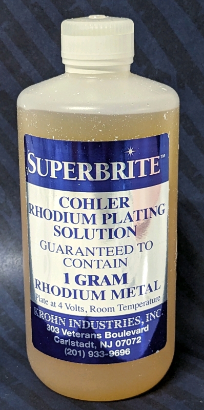 New Cohler Superbrite Rhodium "White Gold" Bath Plating Solution 1 Gram Rhodium Metal (1 Pint)
