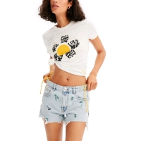 New DESIGUAL Women's Embroidered Denim Shorts (Size 38)
