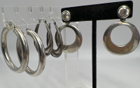 Three 925 Sterling Statement Pierced Earrings