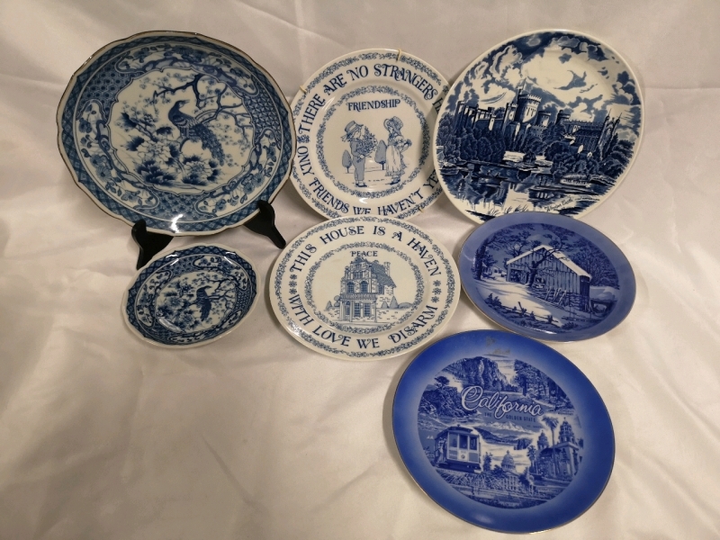 7 Vintage Decorative Plates - England & Japan