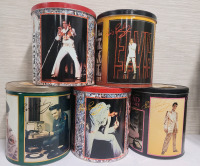 ELVIS PRESLEY 11" Popcorn Tins with Lids , Four (4) Tins