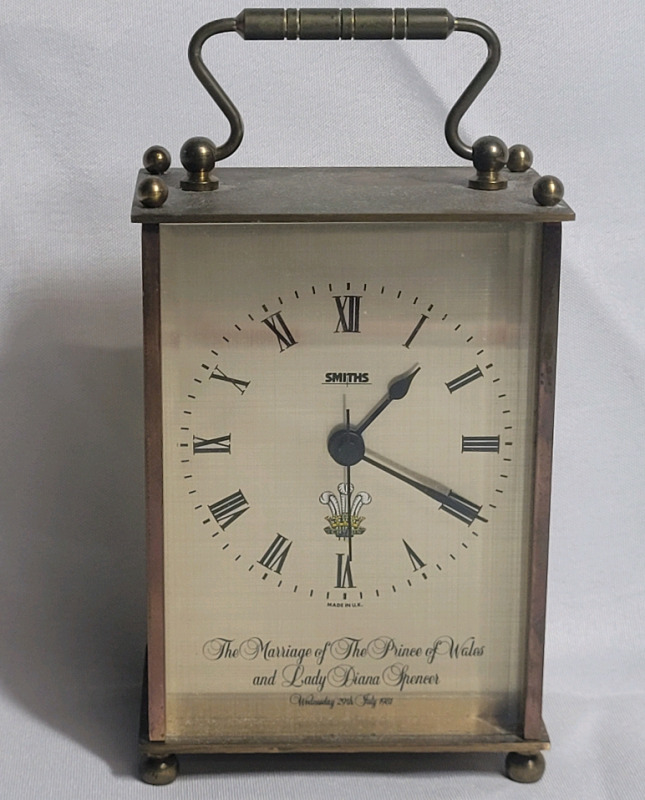 Vintage Smiths Brass Carriage Clock Royal Wedding Prince Charles & Lady Diana