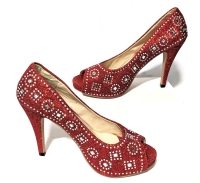 New Red Sparkle & Sequin High Heel Shoes (Size 39)