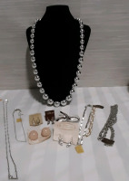 New Vintage D'Orlan Jewellery, Earrings, Chains and a Silver Bauble Necklace