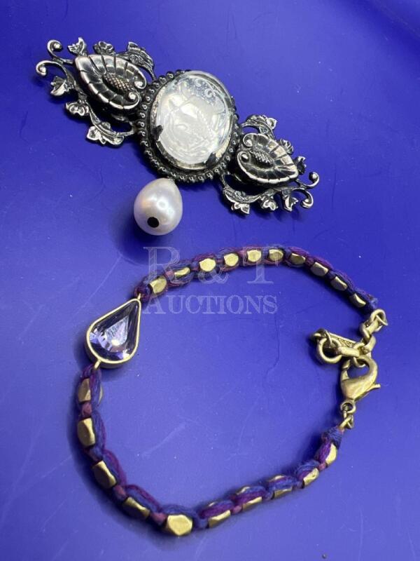 Silpada KR Collection purple Bracelet Rare Tokens of Gilt Brooch
