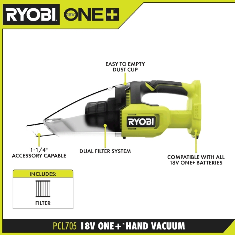 RYOBI ONE+ 18V Hand Vacuum Kit