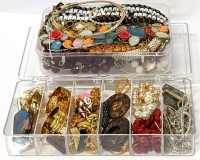 2 Plastic Bins Full of Craft Jewelry Pieces
