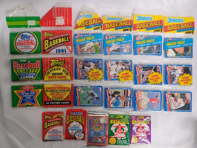 1990 - 1992 MLB Baseball Trading Card Sealed Wax Packs