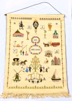 Vintage 1971 Holland Crossstitch Embroidered Hanging Tapestry