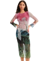 New DESIGUAL Slim Fantasy Tulle Midi Dress (Size XS)