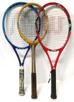 3 Tennis Rackets: Wilson Federer 100, Vintage Spalding "La Vitesse" & Head Instinct Lite