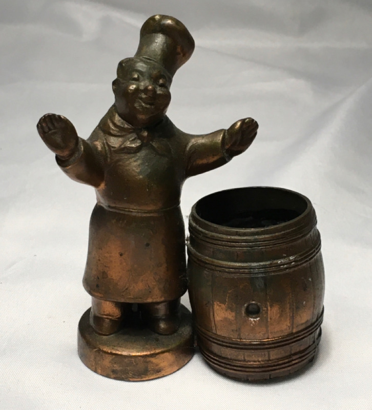 Antique Bronzed Chef Match Holder