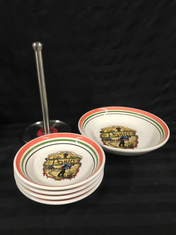 Pasta Bowls Made in Italy & Paper Towl Holder