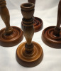 Four Mahogany Wood Candle Holders - 2