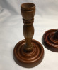 Four Mahogany Wood Candle Holders - 4