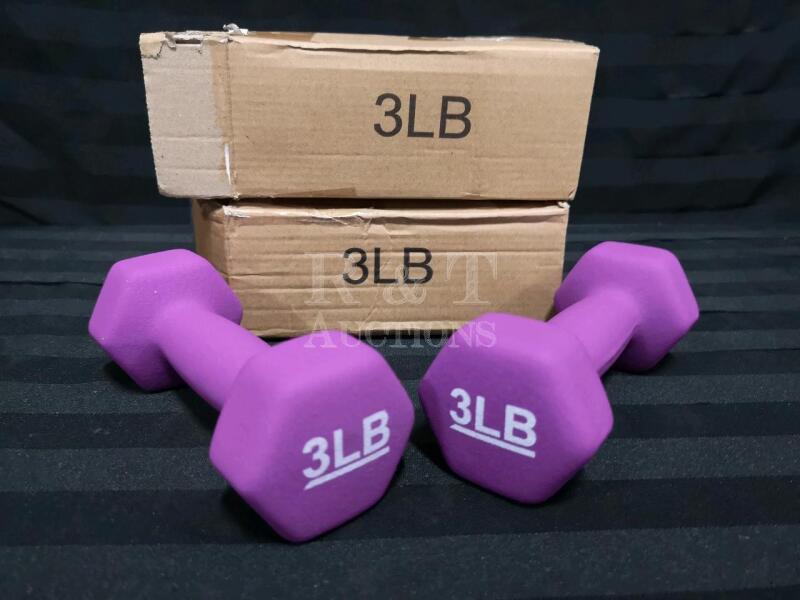 2 New 3lbs Dumbbells - Purple