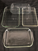 4 Clear Glass Pyrex Casserole Baking Dishes