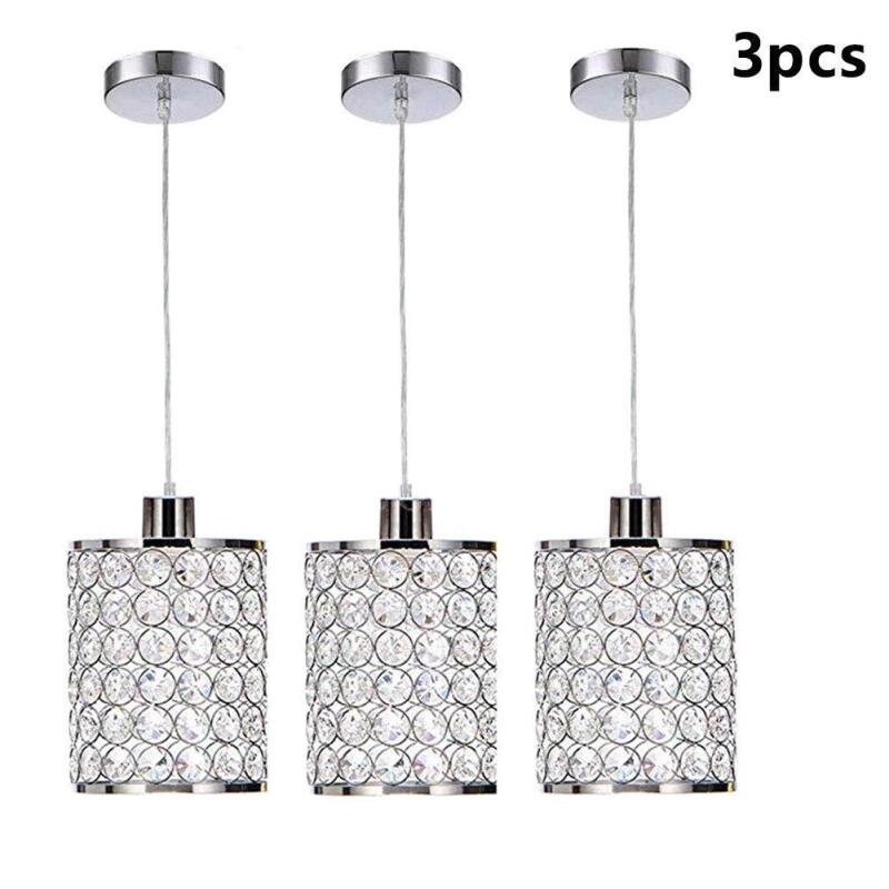 New 3 Pack Modern Style Chrome Crystal Ceiling Pendant Lights.