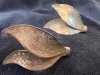 Two Vintage Sterling Double Leaf Brooches