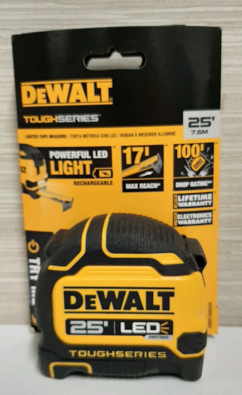 New DeWalt Tough Series 25 Foot LED Measuring Tape
