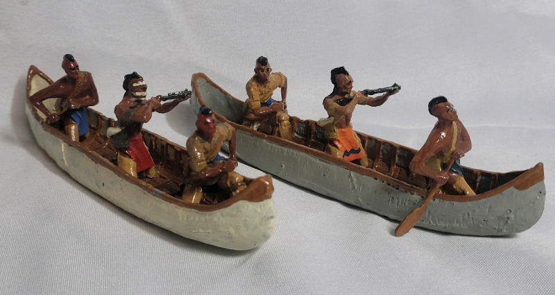 Native American War Party in Canoes Toy Soldier Lead Miniatures