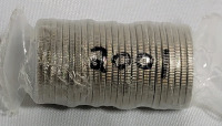 2001 Canadian Uncirculated 50 Cent Half Dollar Coins , 25 Coin Roll