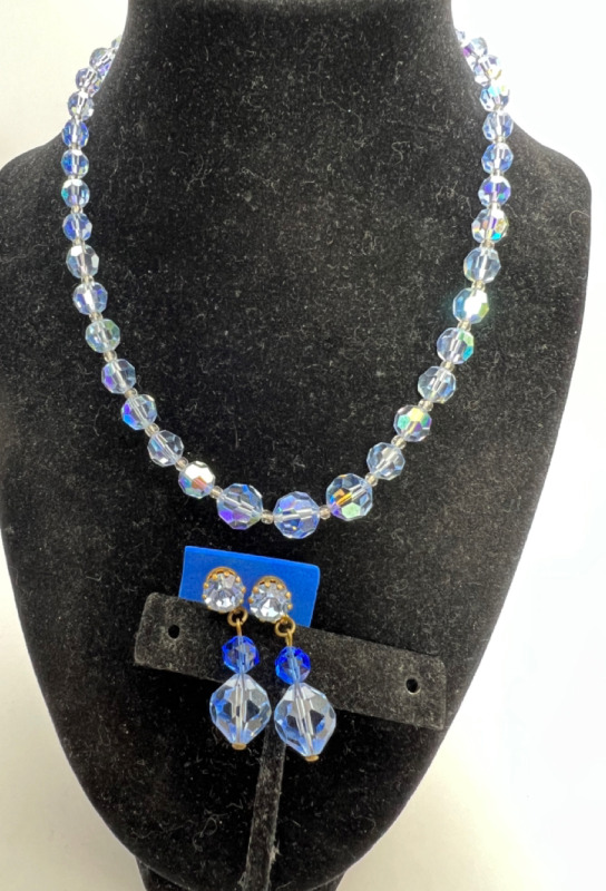 Blue Crystal AB Necklace Austria Crystal Earrings