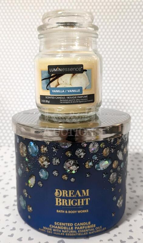 2 New Scented Candles: B&B Bright Dream 411g & Vanilla 85g.