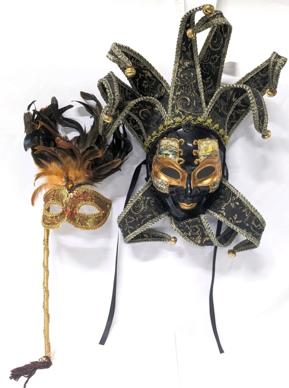 Venetian Columbina Mask & Full Face Mask with Bells