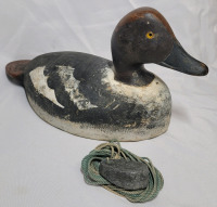 Vintage Wooden Hunting Duck Decoy with Lead Weight , measures 13" Long