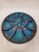 Vintage Carnival glass Egg & Veggie plate