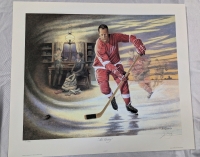 Vintage Print of "Mr. Hockey" by James Lumbers. Singed and Numbered.