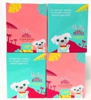 4 New Boxes TIKI DOG Aloha Petites: Salmon in Bisque Food Topper (12 Packages per Box) Just Past "Best By" Date.